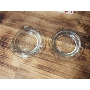 X2 Vintage Hazel Atlas Crystal Florentine X2 Poppy 3-3/4" Coaster-Ashtray c.1935